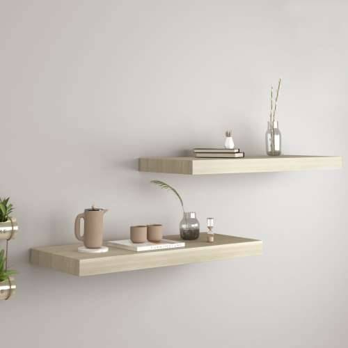 Plutajuće zidne police 2 kom boja hrasta 60 x 23,5 x 3,8 cm MDF - Boja hrasta 60 x 23.5 x 3.8 cm 2 1 Cijena