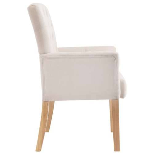 Blagovaonska stolica od tkanine s naslonima za ruke bež Cijena