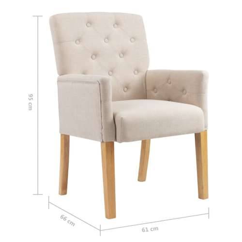 Blagovaonska stolica od tkanine s naslonima za ruke bež Cijena