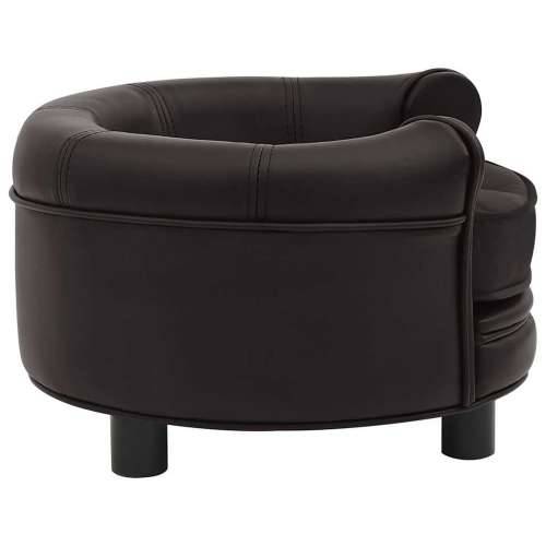 Sofa za pse smeđa 48 x 48 x 32 cm od pliša i umjetne kože - Smeđa Cijena