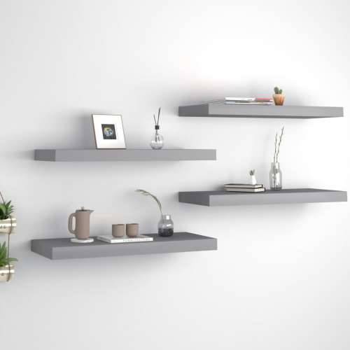 Plutajuće zidne police 4 kom sive 60 x 23,5 x 3,8 cm MDF - Siva 60 x 23.5 x 3.8 cm 4 1 Cijena
