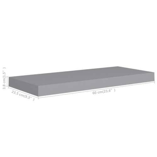 Plutajuće zidne police 4 kom sive 60 x 23,5 x 3,8 cm MDF - Siva 60 x 23.5 x 3.8 cm 4 1 Cijena