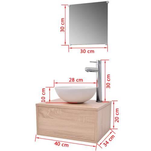 4-dijelni set kupaonskog namještaja s Lavabo - Umivaonikom i slavinom bež - Bež Model 1 1 Cijena