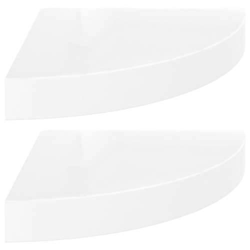 Plutajuće kutne police 2 kom sjajne bijele 25 x 25 x 3,8 cm MDF - Visoko sjajno bijela 25 x 25 x 3.8 cm 2 1 Cijena