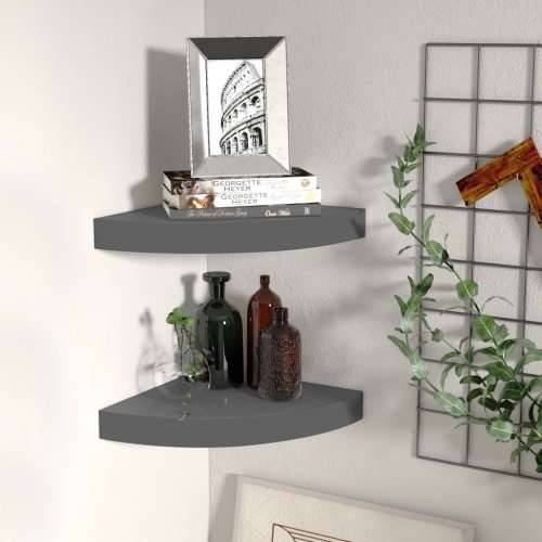Plutajuće kutne police 2 kom sjajne sive 25 x 25 x 3,8 cm MDF - visoko sjajno siva 25 x 25 x 3.8 cm 2 1 Cijena