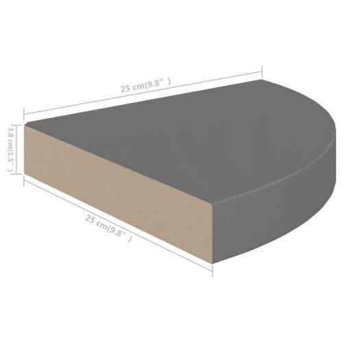 Plutajuće kutne police 4 kom sjajne sive 25 x 25 x 3,8 cm MDF - visoko sjajno siva 25 x 25 x 3.8 cm 4 1 Cijena