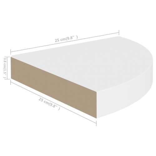 Plutajuća kutna polica bijela 25 x 25 x 3,8 cm MDF - Bijela 25 x 25 x 3.8 cm 1 Cijena