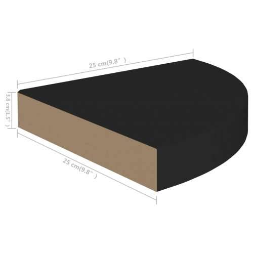 Plutajuće kutne police 4 kom crne 25 x 25 x 3,8 cm MDF - Crna 25 x 25 x 3.8 cm 4 1 Cijena