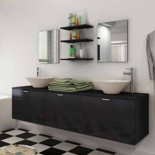 10-dijelni set kupaonskog namještaja, Lavabo - Umivaonika i slavine crni - Crna Model 4 1 Cijena