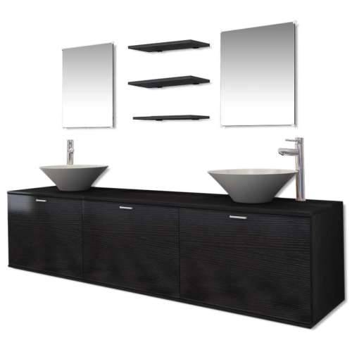 10-dijelni set kupaonskog namještaja, Lavabo - Umivaonika i slavine crni - Crna Model 4 1 Cijena