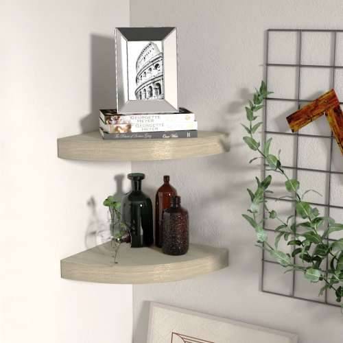Plutajuće kutne police 2 kom boja hrasta 25 x 25 x 3,8 cm MDF - Boja hrasta 25 x 25 x 3.8 cm 2 1 Cijena