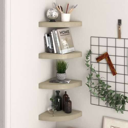 Plutajuće kutne police 4 kom boja hrasta 25 x 25 x 3,8 cm MDF - Boja hrasta 25 x 25 x 3.8 cm 4 1 Cijena