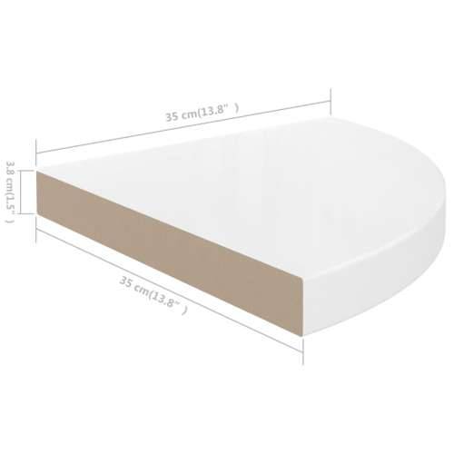 Plutajuća kutna polica visoki sjaj bijela 35 x 35 x 3,8 cm MDF - Visoko sjajno bijela 35 x 35 x 3.8 cm 1 Cijena