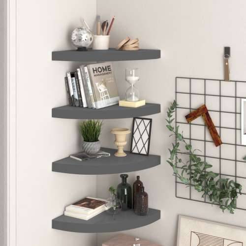 Plutajuće kutne police 4 kom sjajne sive 35 x 35 x 3,8 cm MDF - visoko sjajno siva 35 x 35 x 3.8 cm 4 1 Cijena