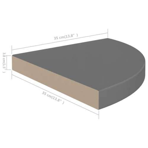 Plutajuće kutne police 4 kom sjajne sive 35 x 35 x 3,8 cm MDF - visoko sjajno siva 35 x 35 x 3.8 cm 4 1 Cijena