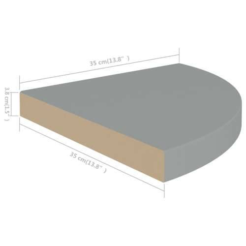 Plutajuće kutne police 2 kom sive 35 x 35 x 3,8 cm MDF - Siva 35 x 35 x 3.8 cm 2 1 Cijena