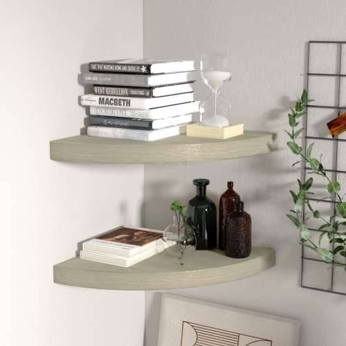 Plutajuće kutne police 2 kom boja hrasta 35 x 35 x 3,8 cm MDF - Boja hrasta 35 x 35 x 3.8 cm 2 1 Cijena