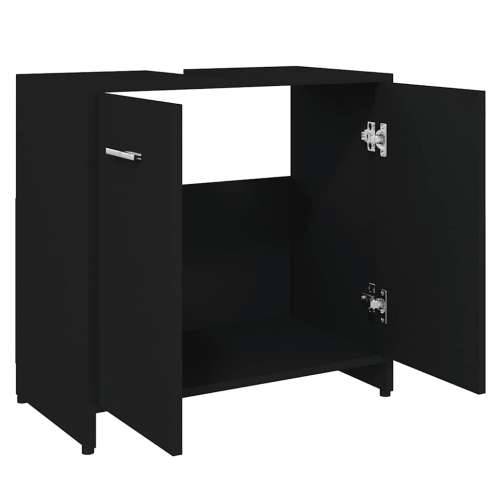 Kupaonski ormarić crni 60 x 33 x 61 cm od konstruiranog drva - Crna 1 Cijena