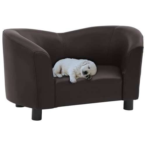 Sofa za pse smeđa 67 x 41 x 39 cm od umjetne kože - Smeđa Cijena