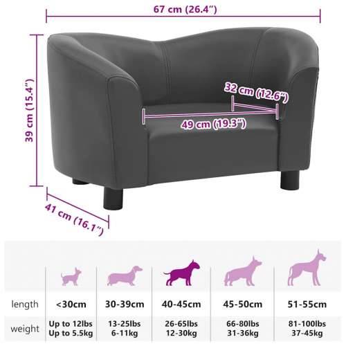 Sofa za pse siva 67 x 41 x 39 cm od umjetne kože - Siva Cijena