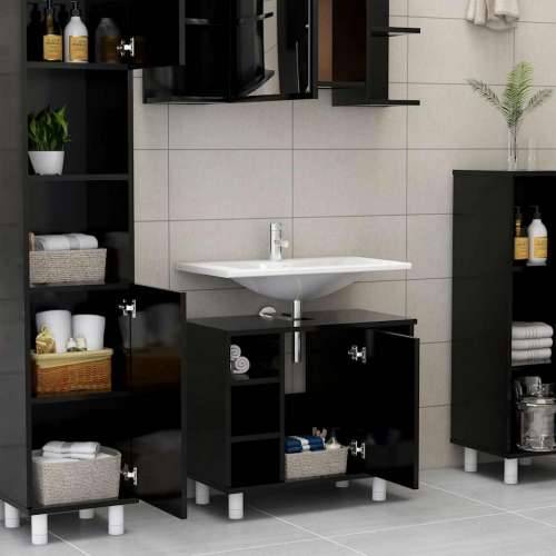 Kupaonski ormarić crni 60 x 32 x 53,5 cm od konstruiranog drva - Crna 1 Cijena
