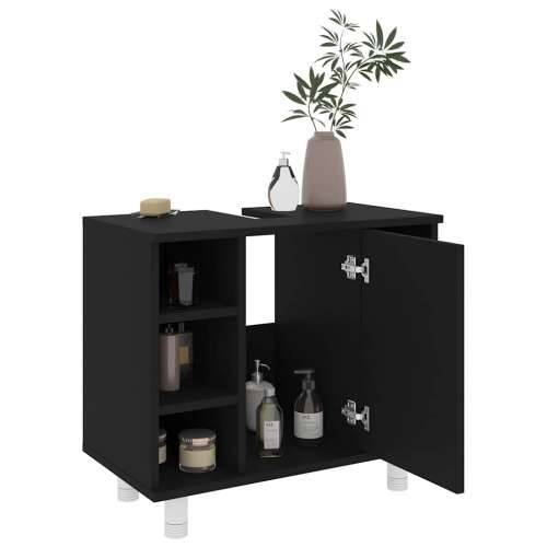 Kupaonski ormarić crni 60 x 32 x 53,5 cm od konstruiranog drva - Crna 1 Cijena