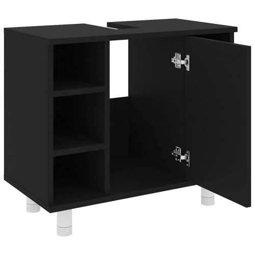 Kupaonski ormarić crni 60 x 32 x 53,5 cm od konstruiranog drva - Crna 1 Cijena