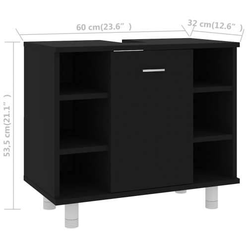Kupaonski ormarić crni 60 x 32 x 53,5 cm od konstruiranog drva - Crna 1 Cijena