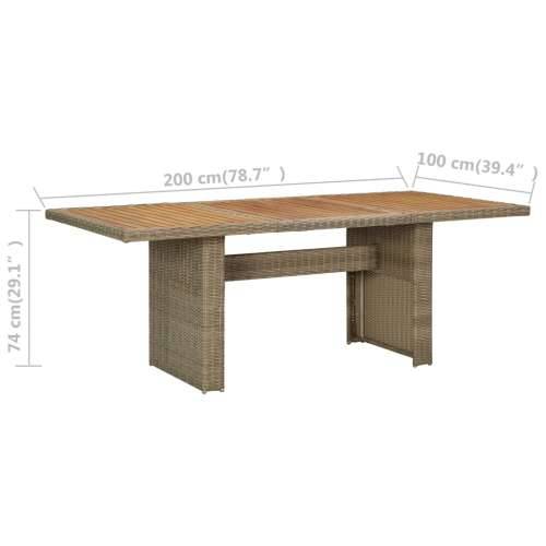 Vrtni stol - Blagovaonski stol smeđi 200 x 100 x 74 cm od poliratana - Smeđa 1 Cijena