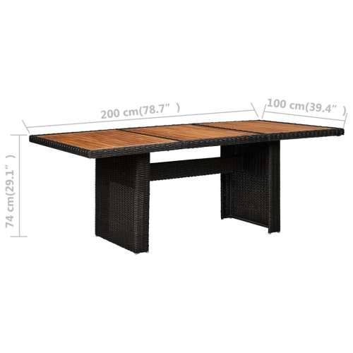 Vrtni stol - Blagovaonski stol crni 200 x 100 x 74 cm od poliratana - Crna i smeđa 1 Cijena