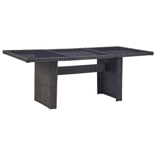 Vrtni blagovaonski stol crni 200x100x74 cm staklo i poliratan Cijena