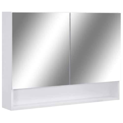 LED kupaonski ormarić s ogledalom bijeli 80 x 15 x 60 cm MDF - Bijela 1 Cijena