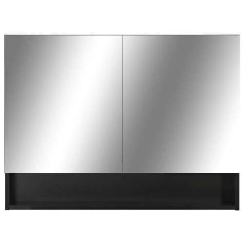 LED kupaonski ormarić s ogledalom crni 80 x 15 x 60 cm MDF - Crna 1 Cijena