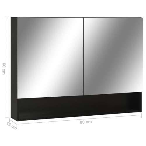 LED kupaonski ormarić s ogledalom crni 80 x 15 x 60 cm MDF - Crna 1 Cijena