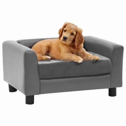 Sofa za pse siva 60 x 43 x 30 cm od pliša i umjetne kože - Siva Cijena