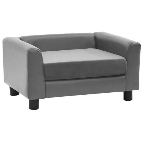 Sofa za pse siva 60 x 43 x 30 cm od pliša i umjetne kože - Siva Cijena