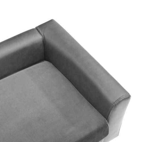 Sofa za pse siva 60 x 43 x 30 cm od pliša i umjetne kože - Siva Cijena