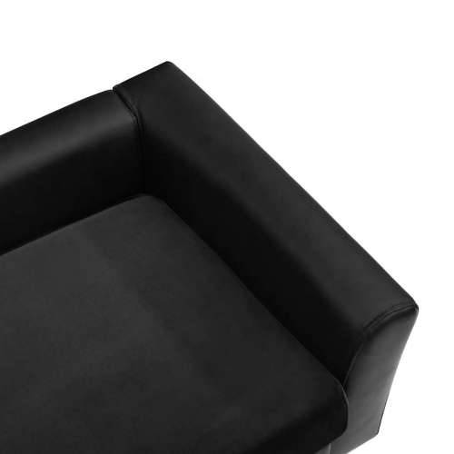 Sofa za pse crna 60 x 43 x 30 cm od pliša i umjetne kože - Crna Cijena