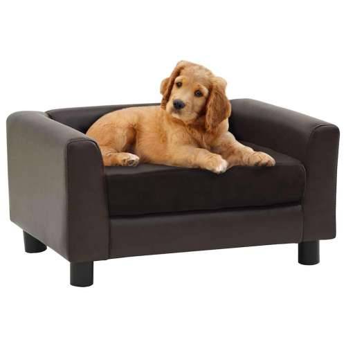 Sofa za pse smeđa 60 x 43 x 30 cm od pliša i umjetne kože - Smeđa Cijena
