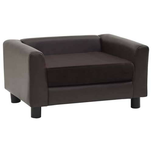 Sofa za pse smeđa 60 x 43 x 30 cm od pliša i umjetne kože - Smeđa Cijena