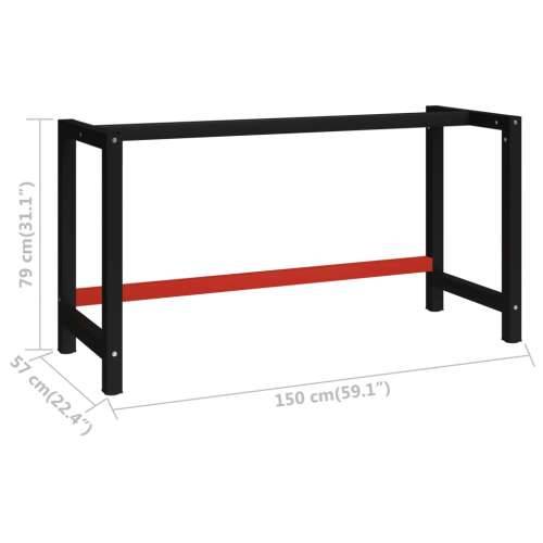 Okvir za radni stol metalni 150 x 57 x 79 cm crno-crveni Cijena