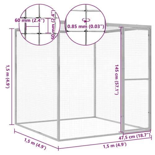Kavez za mačke 1,5 x 1,5 x 1,5 m od pocinčanog čelika - 1.5 x 1.5 x 1.5 m Cijena