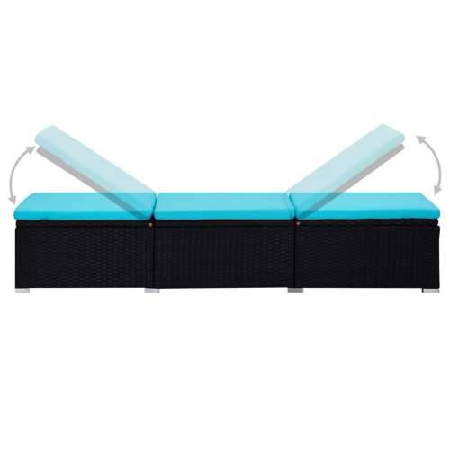Ležaljka za sunčanje s jastukom i stolićem od poliratana plava Cijena