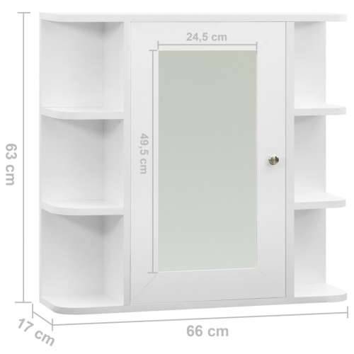 Kupaonski ormarić s ogledalom bijeli 66 x 17 x 63 cm MDF - Bijela 1 Cijena