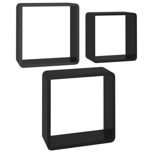 Kockaste zidne police 3 kom crne MDF - Crna 28 x 10 x 28 cm 3 1 Cijena