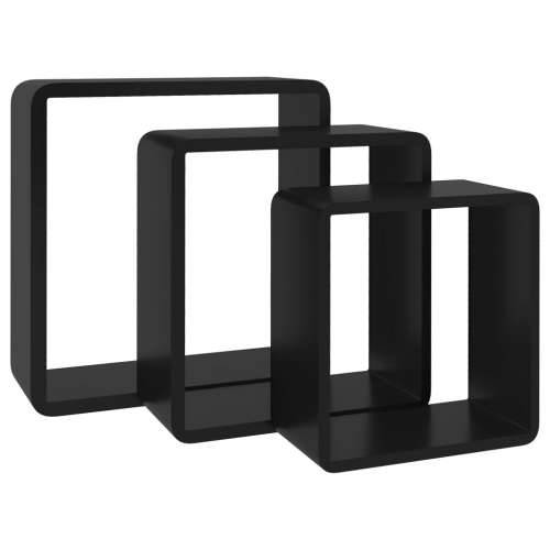 Kockaste zidne police 3 kom crne MDF - Crna 28 x 10 x 28 cm 3 1 Cijena