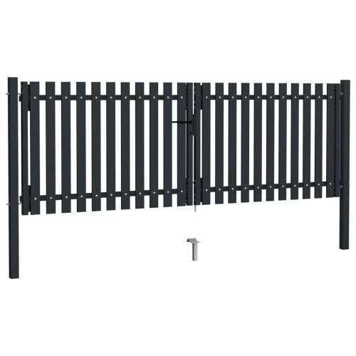 Dvostruka vrata za ogradu od čelika 306 x 125 cm antracit Cijena