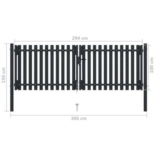 Dvostruka vrata za ogradu od čelika 306 x 150 cm antracit Cijena
