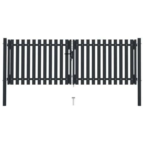 Dvostruka vrata za ogradu od čelika 306 x 175 cm antracit