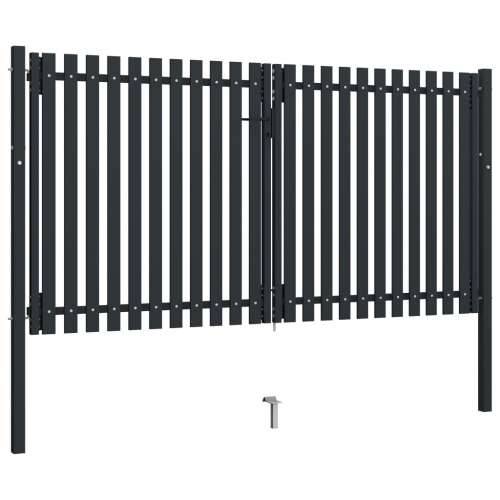 Dvostruka vrata za ogradu od čelika 306 x 200 cm antracit Cijena